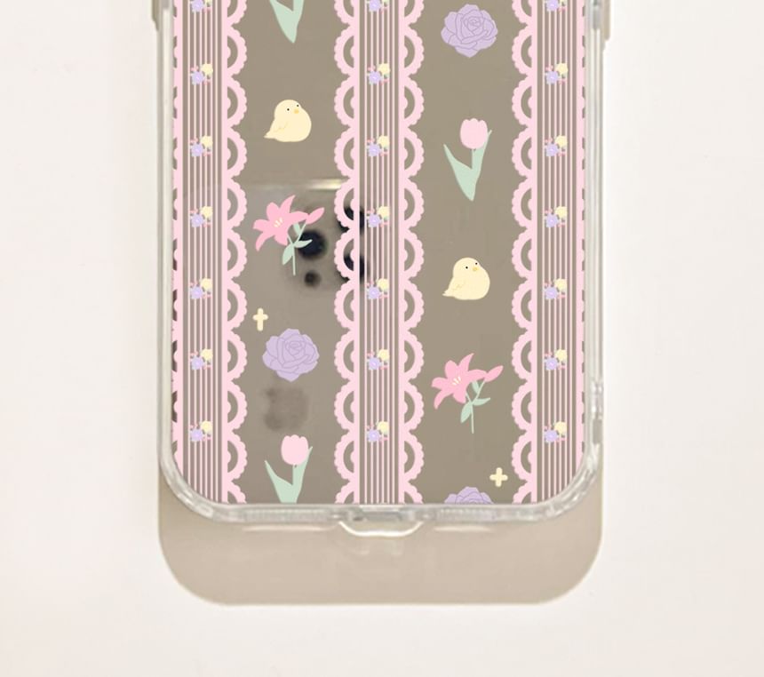 Print Lace Mirrored Floral Phone Case