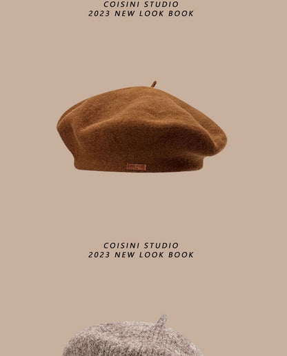 Faux Leather Newsboy Cap / Beret