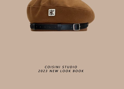 Faux Leather Newsboy Cap / Beret