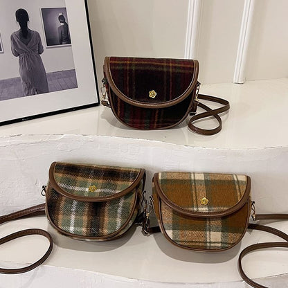 Plaid Flap Crossbody Bag