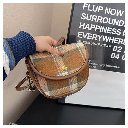 Plaid Flap Crossbody Bag