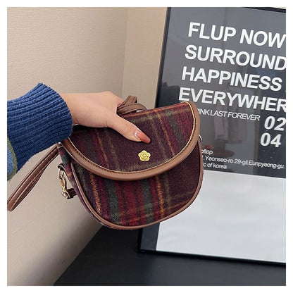 Plaid Flap Crossbody Bag