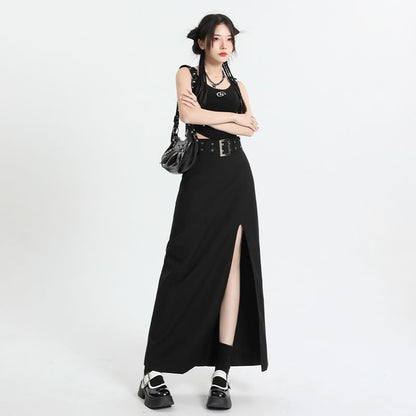 Slit High-Rise Maxi A-Line Skirt