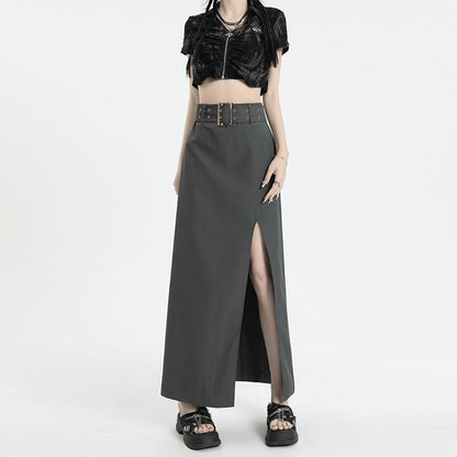 Slit High-Rise Maxi A-Line Skirt