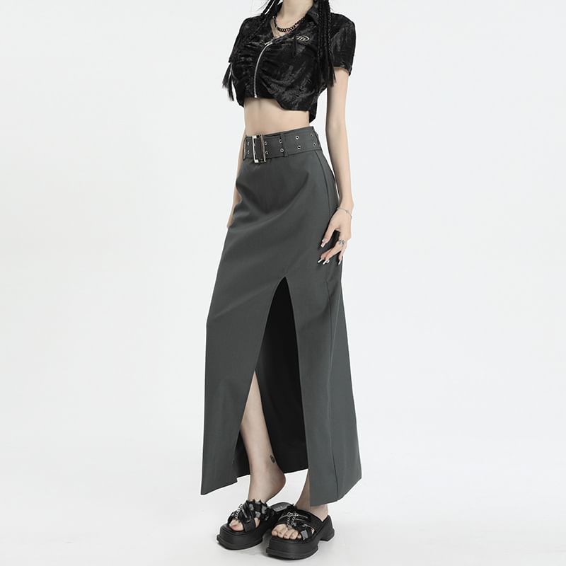 Slit High-Rise Maxi A-Line Skirt