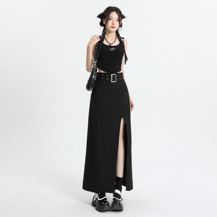 Slit High-Rise Maxi A-Line Skirt