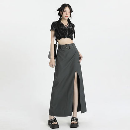 Slit High-Rise Maxi A-Line Skirt