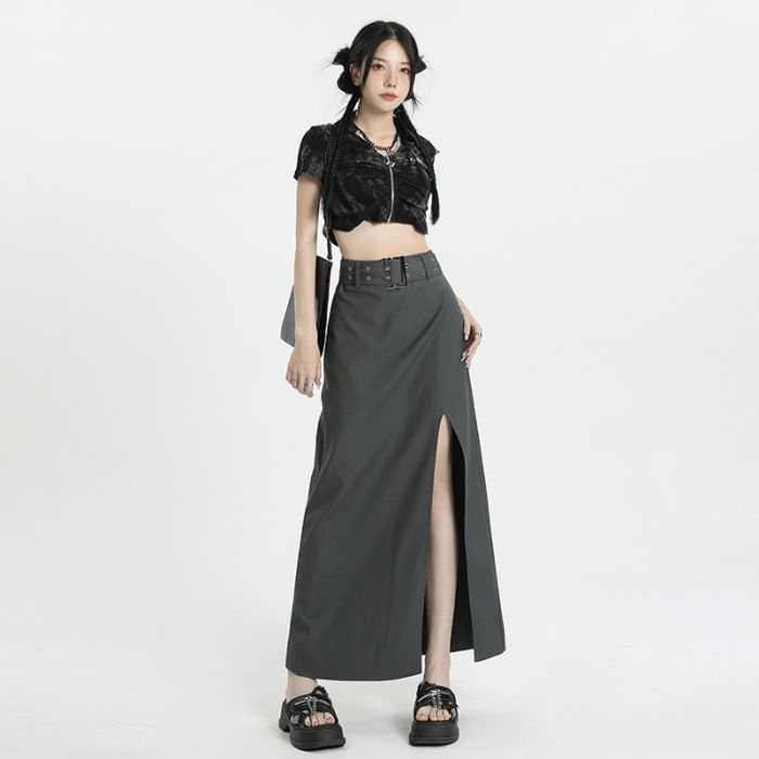 Slit High-Rise Maxi A-Line Skirt