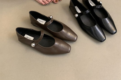Square Toe Mary Jane Flats