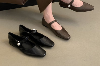Square Toe Mary Jane Flats
