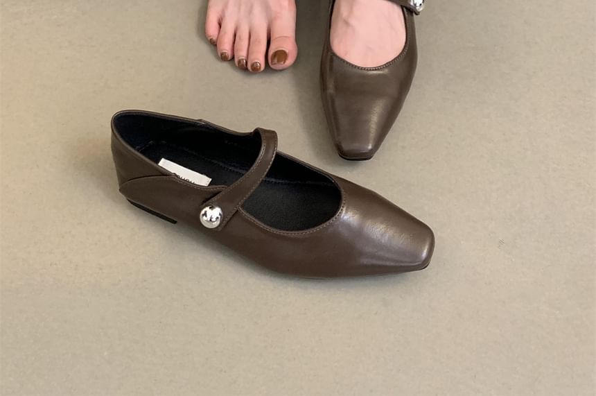Square Toe Mary Jane Flats