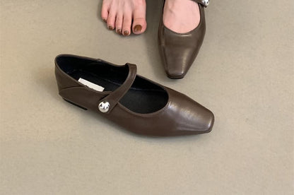 Square Toe Mary Jane Flats