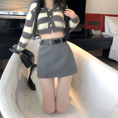 High-Rise Solid Mini Pencil Skirt