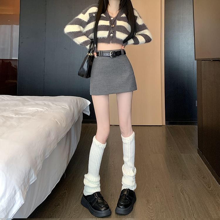 High-Rise Solid Mini Pencil Skirt
