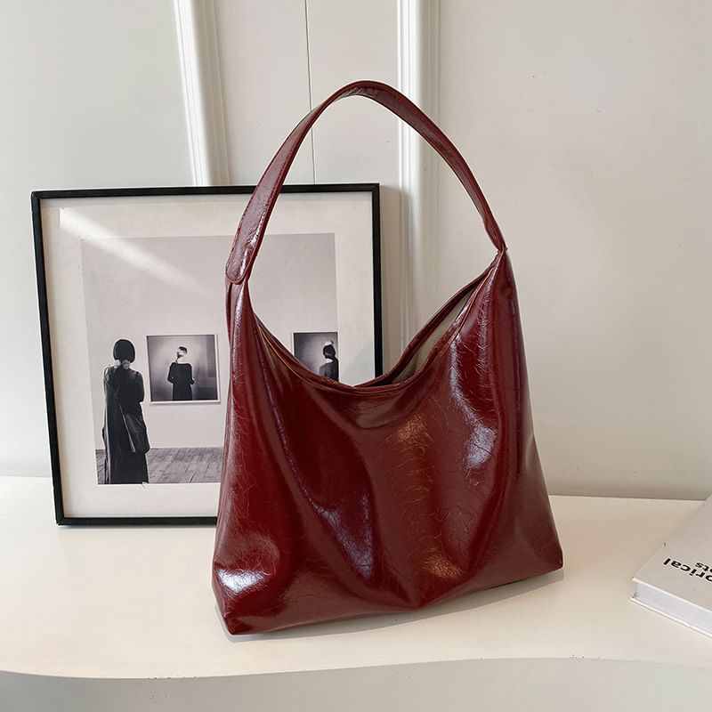 Bag Plain Faux Leather Tote