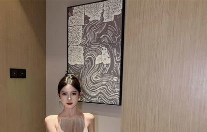 Halter Neck Velvet Maxi A-Line Dress