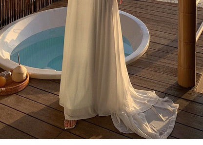 Spaghetti Strap Sweetheart Neckline Plain Maxi A-Line Dress