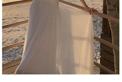 Spaghetti Strap Sweetheart Neckline Plain Maxi A-Line Dress