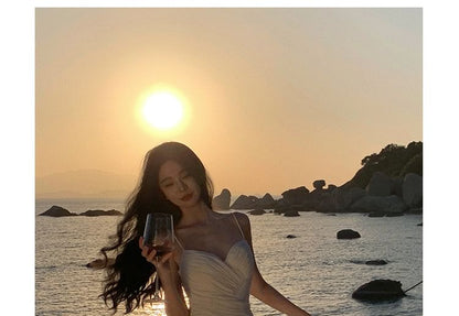 Spaghetti Strap Sweetheart Neckline Plain Maxi A-Line Dress