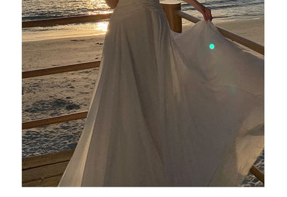 Spaghetti Strap Sweetheart Neckline Plain Maxi A-Line Dress