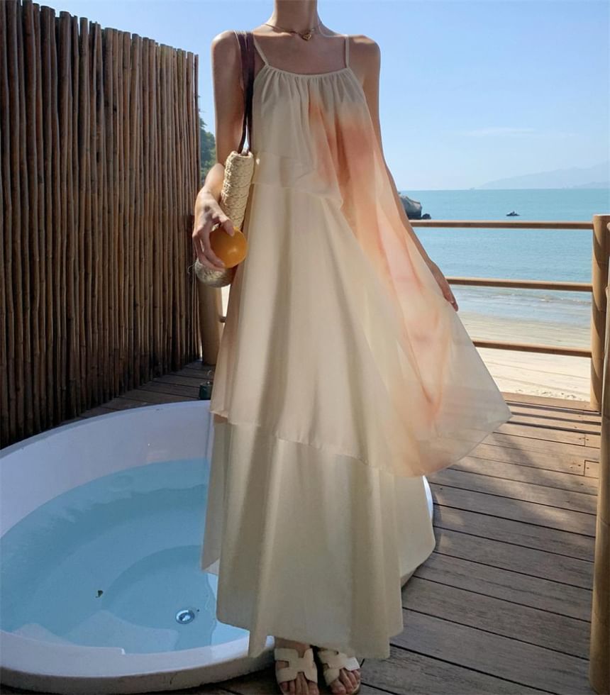 Spaghetti Strap Print Maxi A-Line Dress