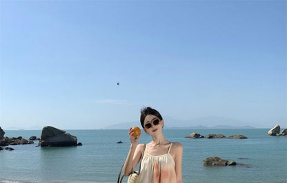 Spaghetti Strap Print Maxi A-Line Dress