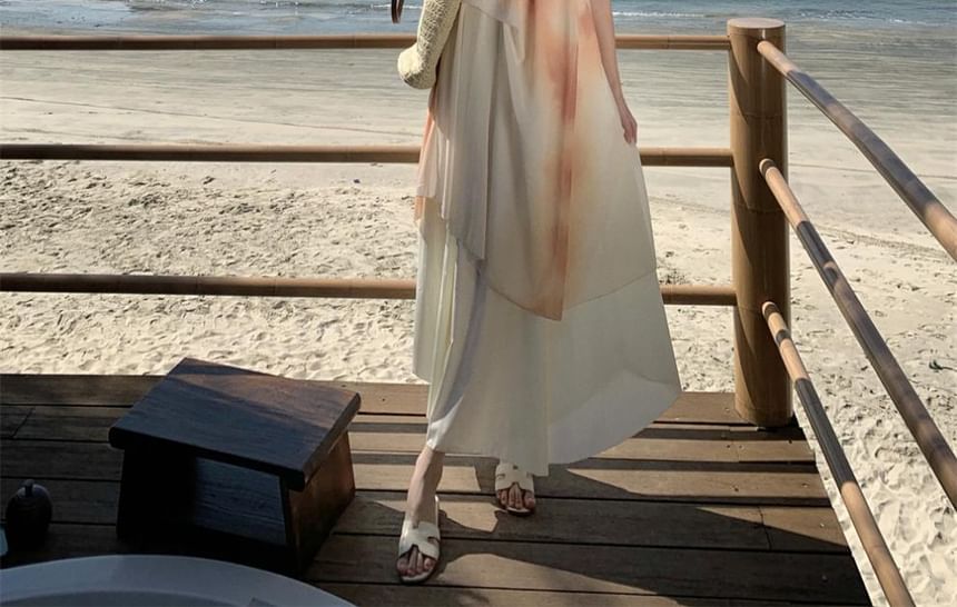 Spaghetti Strap Print Maxi A-Line Dress