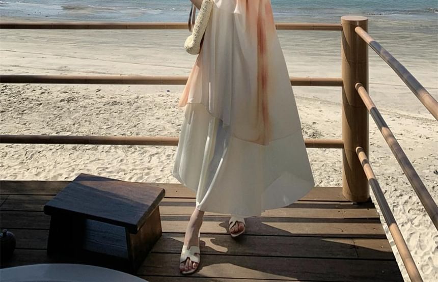 Spaghetti Strap Print Maxi A-Line Dress