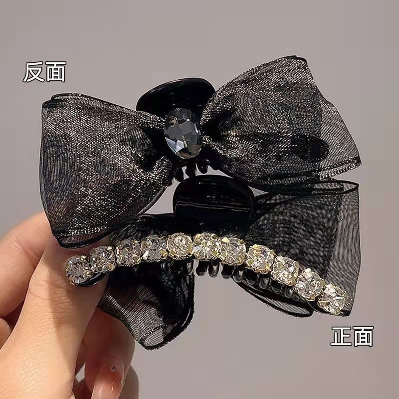 Rhinestone Bow Hair Clamp