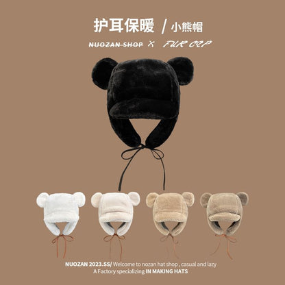 Bear Ear Chenille Trapper Hat