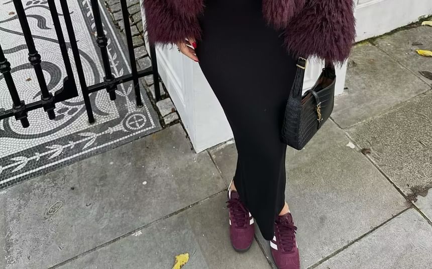 Lapel Collar Plain Fluffy Open Front Crop Jacket