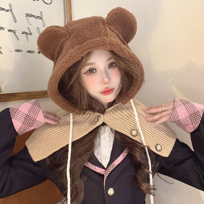 Bear Ear Faux Shearling Balaclava