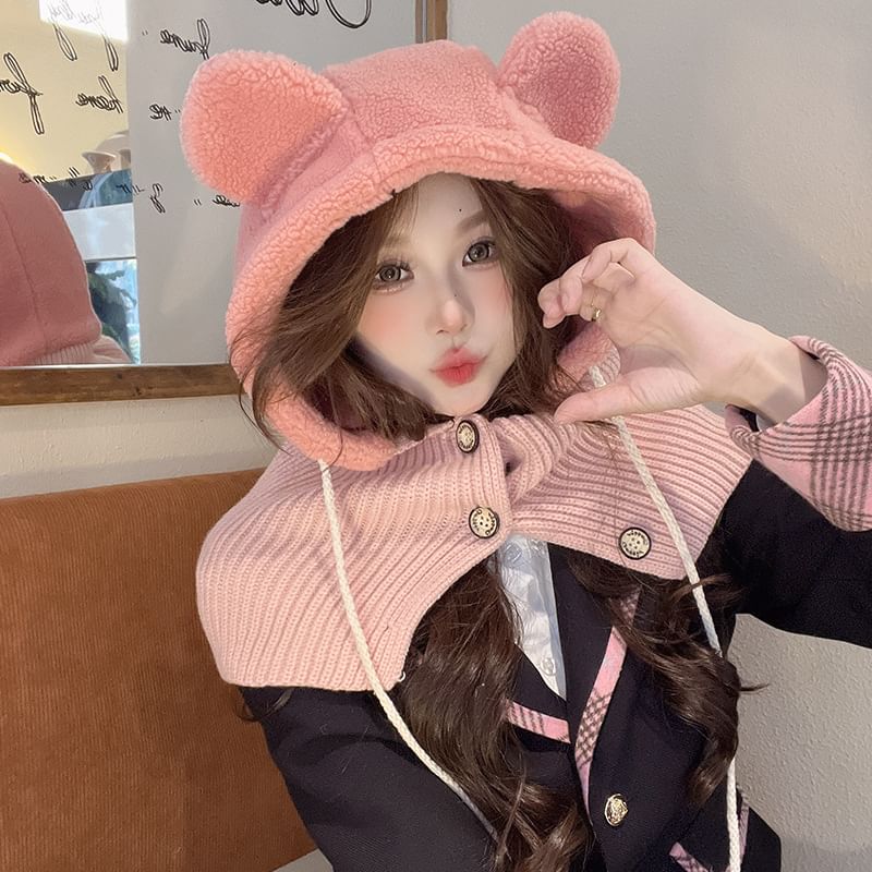 Bear Ear Faux Shearling Balaclava