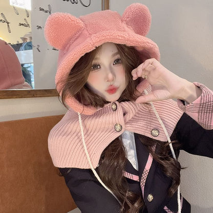 Bear Ear Faux Shearling Balaclava