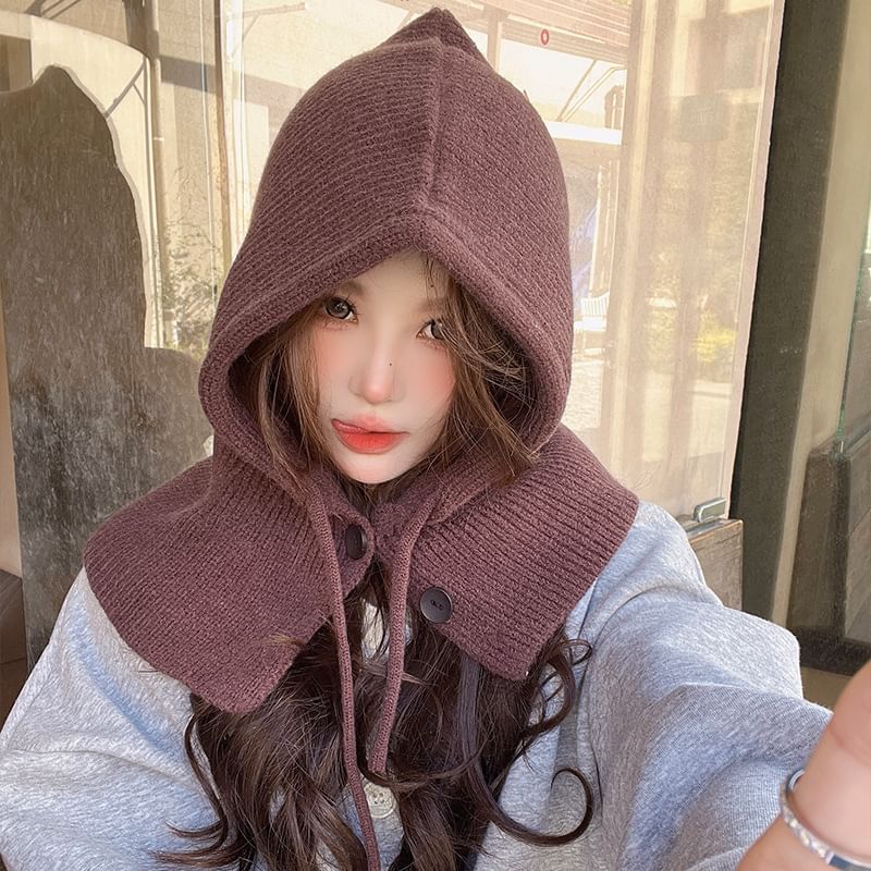 Buttoned Knit Balaclava