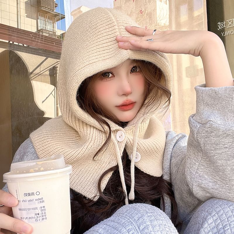 Buttoned Knit Balaclava