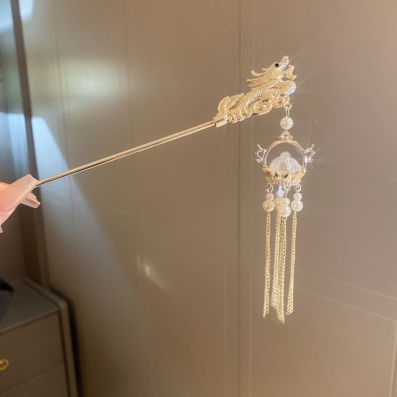 Dragon Faux Pearl Fringed Hair Stick