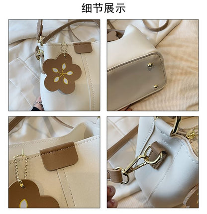 Faux Leather Crossbody Bucket Bag