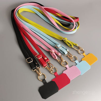 Plain Faux Leather Phone Lanyard