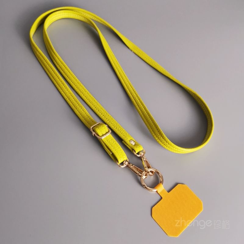 Plain Faux Leather Phone Lanyard