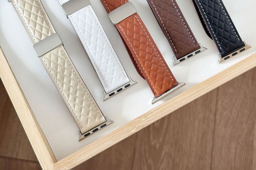 Quilted Faux Leather Magnetic Apple Watch Band