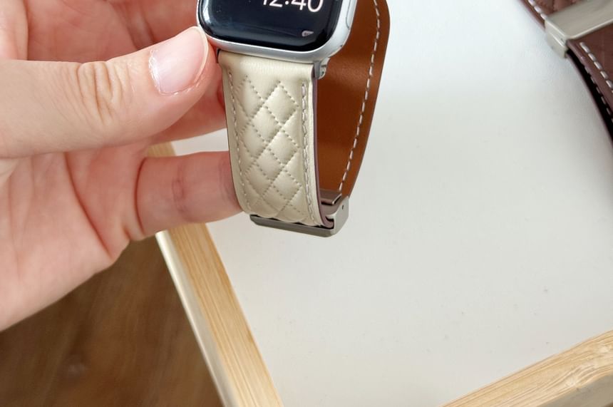 Quilted Faux Leather Magnetic Apple Watch Band