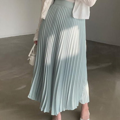 Elastic Waist Accordion Pleated Midi Skirt