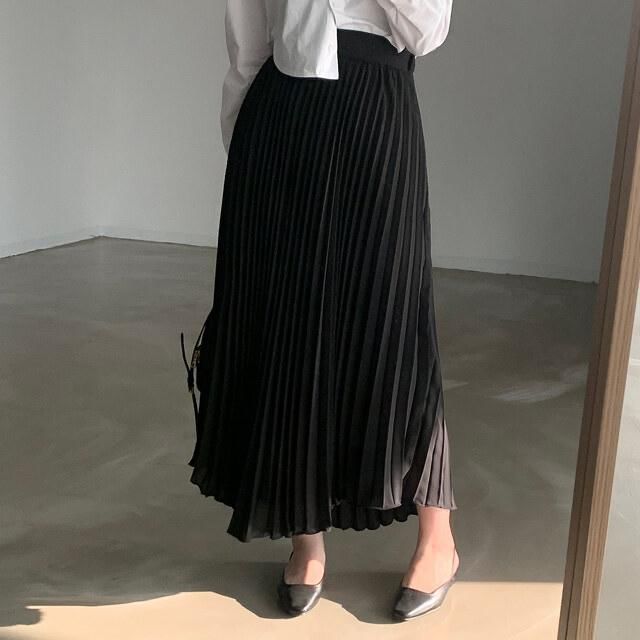 Elastic Waist Accordion Pleated Midi Skirt