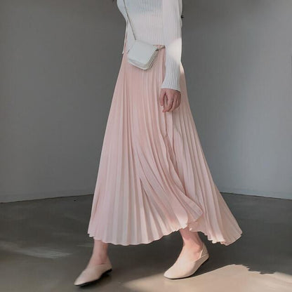 Elastic Waist Accordion Pleated Midi Skirt