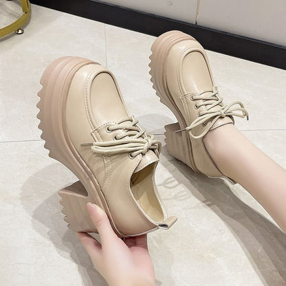 Lace-Up Platform Chunky Heel Derby Shoes