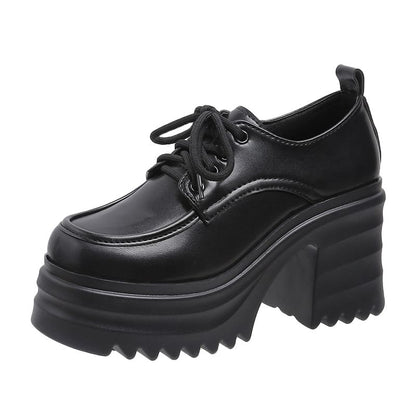 Lace-Up Platform Chunky Heel Derby Shoes