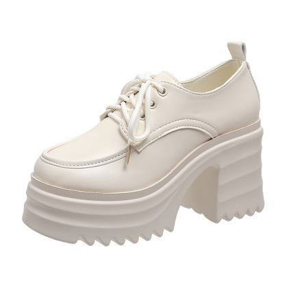 Lace-Up Platform Chunky Heel Derby Shoes