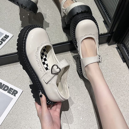 Heart Buckled Platform Mary Jane Shoes