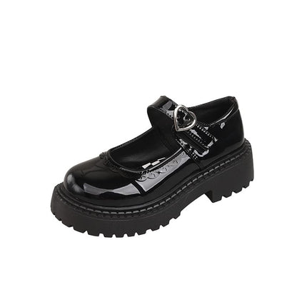 Heart Buckled Platform Mary Jane Shoes